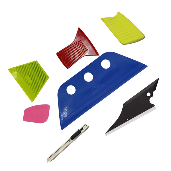 AE-156 Pro Tail Fin (hard) Gator Back Gasket Window Tint Squeegee Scraper Knife Set - AE QUALITY FILM