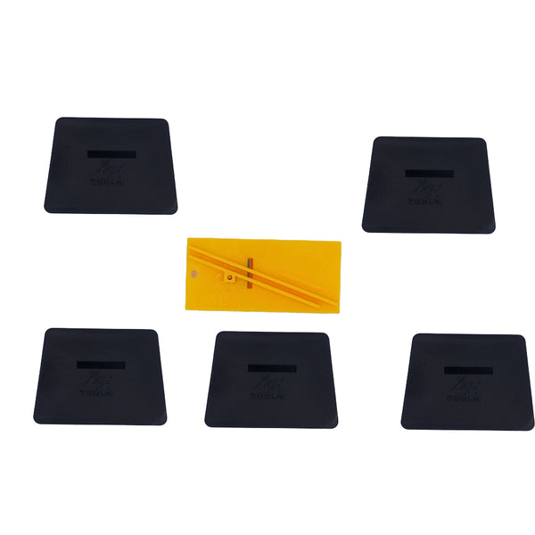 AE-81BLK-107 6PC 4" Black Hard Card Set and Sharpener Auto Window Tint and Vinyl Wrap Installations Tools - AE QUALITY FILM